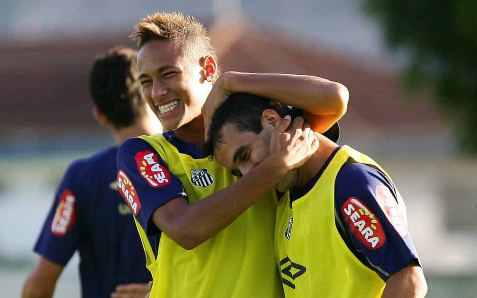 Neymar e Maikon Leite no Santos (Foto: Ricardo Saibun/SantosFC)