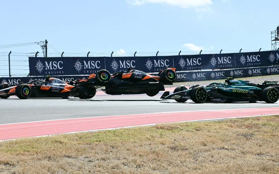F1: Acidente tira dupla da McLaren da sprint nos EUA; veja o vídeo