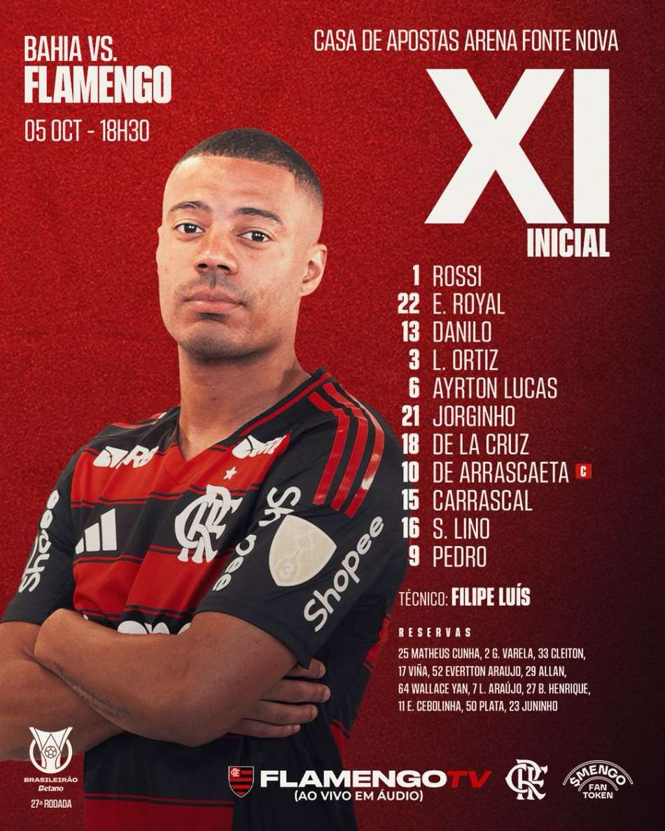 Escalação Flamengo Bahia
