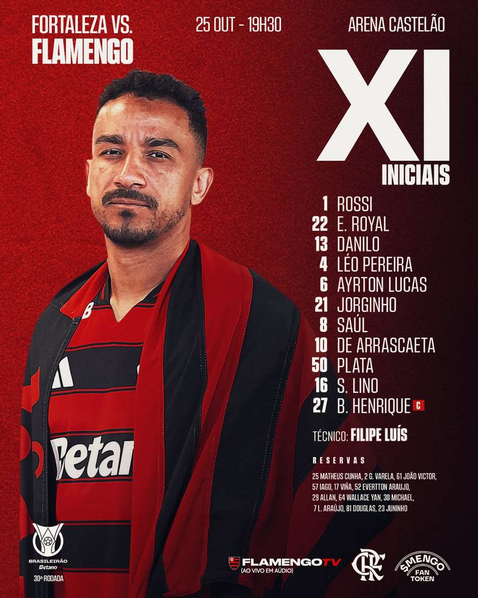 Escalação Flamengo Fortaleza