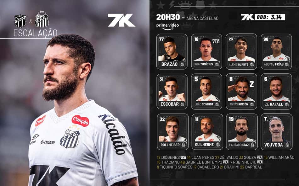 Santos escalado para o confronto (Foto: Divulgação/ Santos FC)
