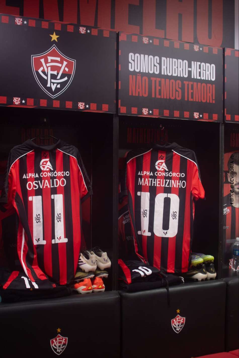 Vestiário do Vitória antes do Ba-Vi (Foto: Victor Ferreira / EC Vitória)