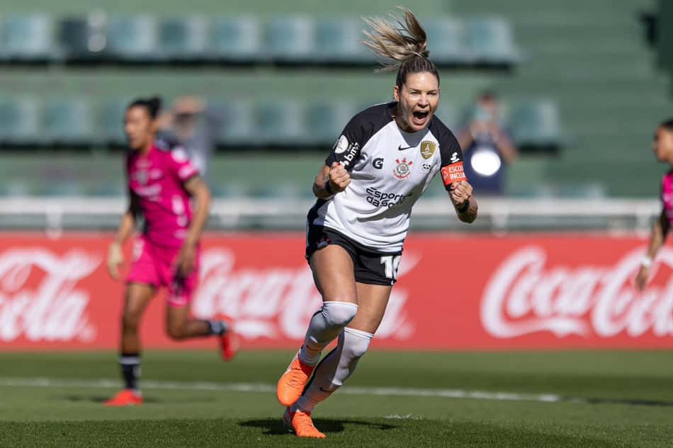 Gabi Zanotti comemora gol pelo Corinthians na Libertadores Feminina (Foto: Conmebol/Divulgação)