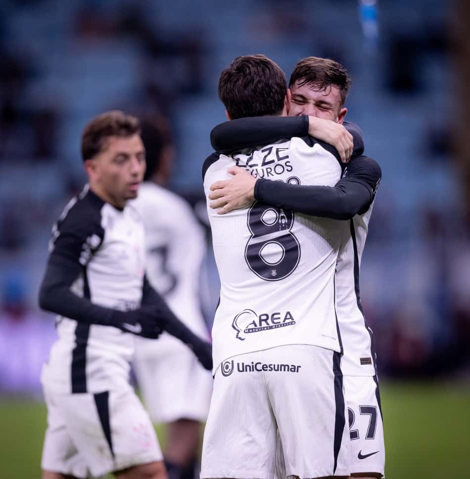 Jogadores do Corinthians comemorando contra o Grêmio. (Foto: Rodrigo Coca/Ag.Corinthians)