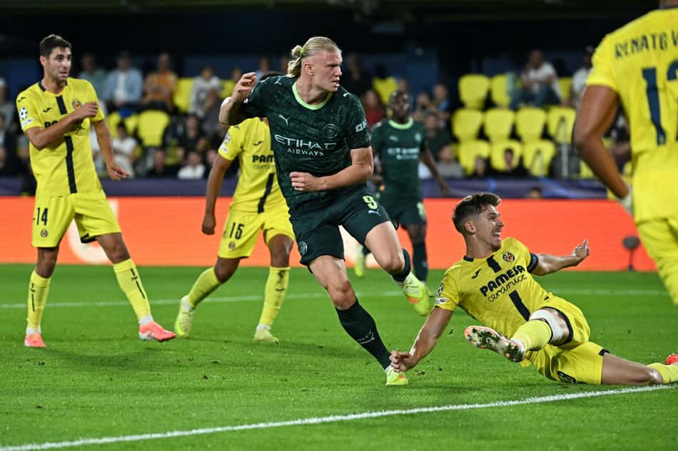 Com gol de Haaland, Manchester City venceu o Villarreal por 2 a 0, pela Champions League (Foto: JAVIER SORIANO / AFP)