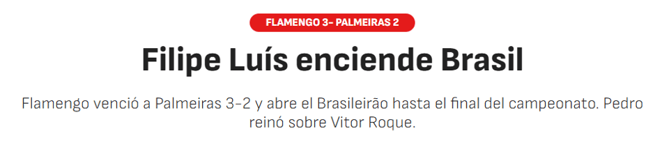 Jornal "As" sobre a partida entre Flamengo e Palmeiras (Foto: Reprodução/As)
