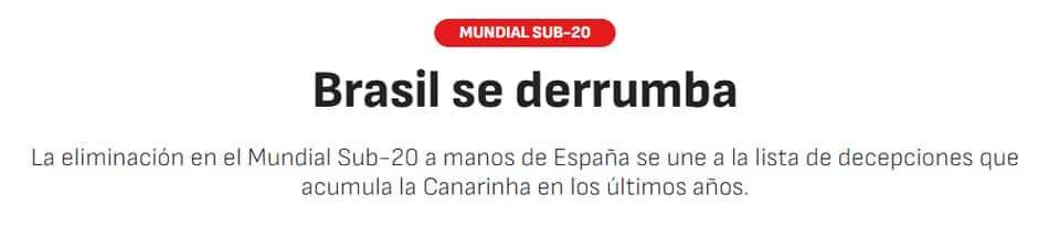 Jornal "As" sobre a eliminação do Brasil no Mundial sub-20 (Foto: Reprodução/As)