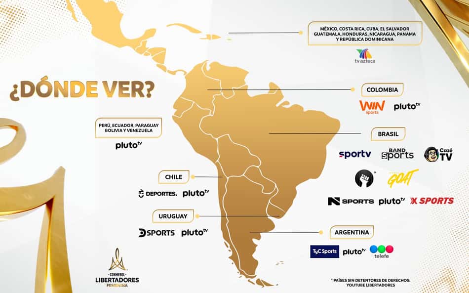Brasil é o país com mais veículos transmitindo a Libertadores Feminina (Foto: Reprodução/Conmebol)