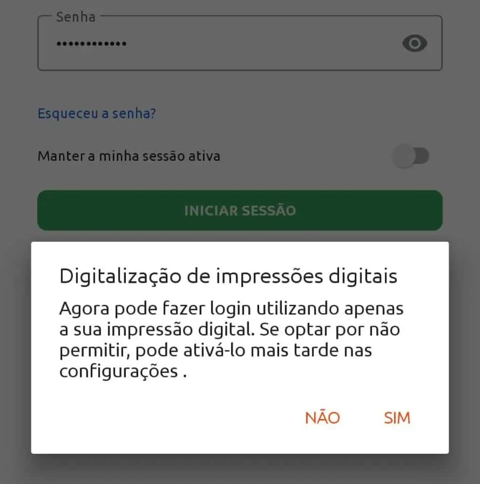 Login Betano App com a impressão digital.