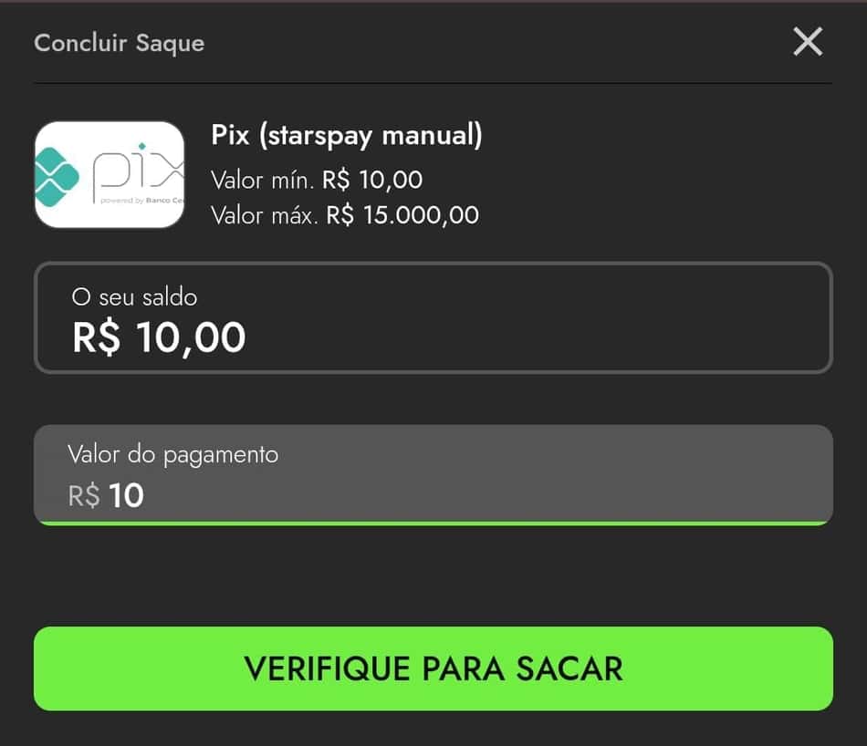 Captura de tela do saque Luva Bet