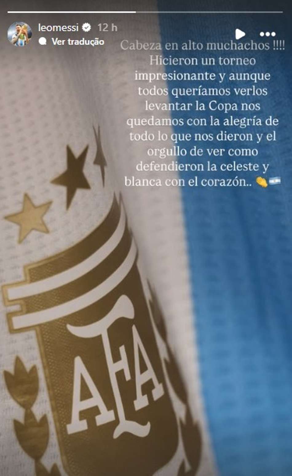 Lionel Messi envia mensagem de apoio à seleção argentina Sub-20 após vice no Mundial (Foto: Reprodução)