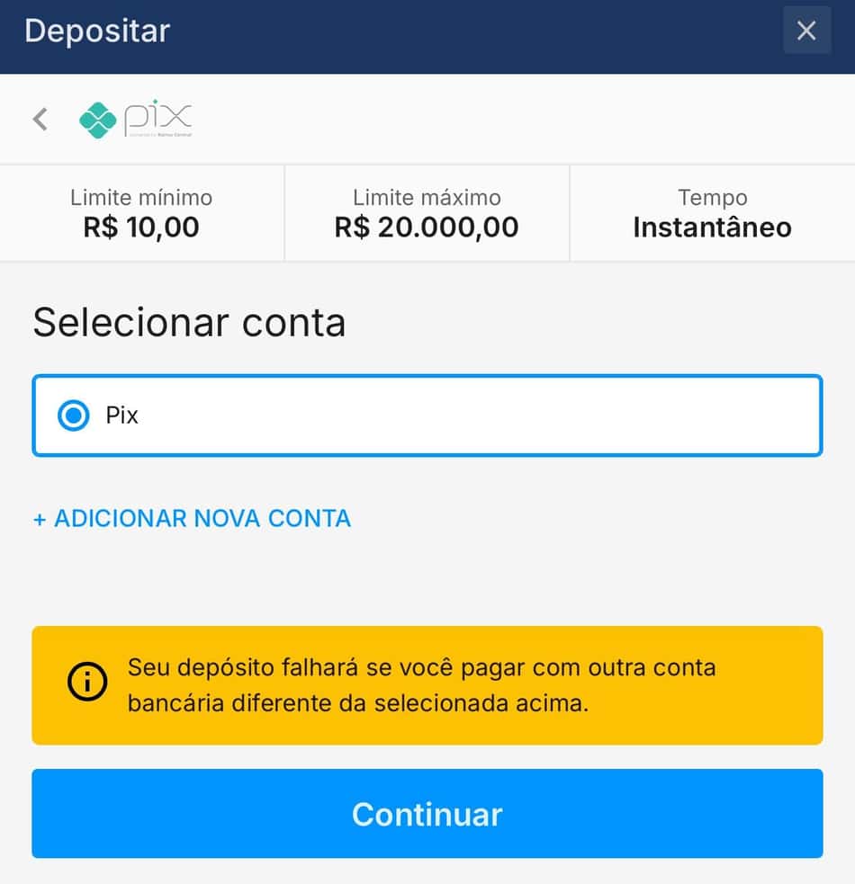 Captura de tela de pagamentos via Pix na Rivalo.