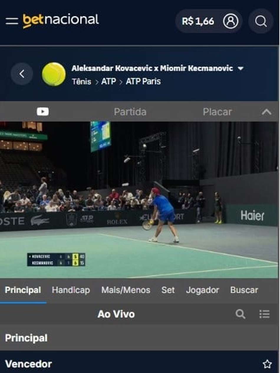 Captura de tela mostra o streaming ao vivo com o código Betnacional usado no cadastro.