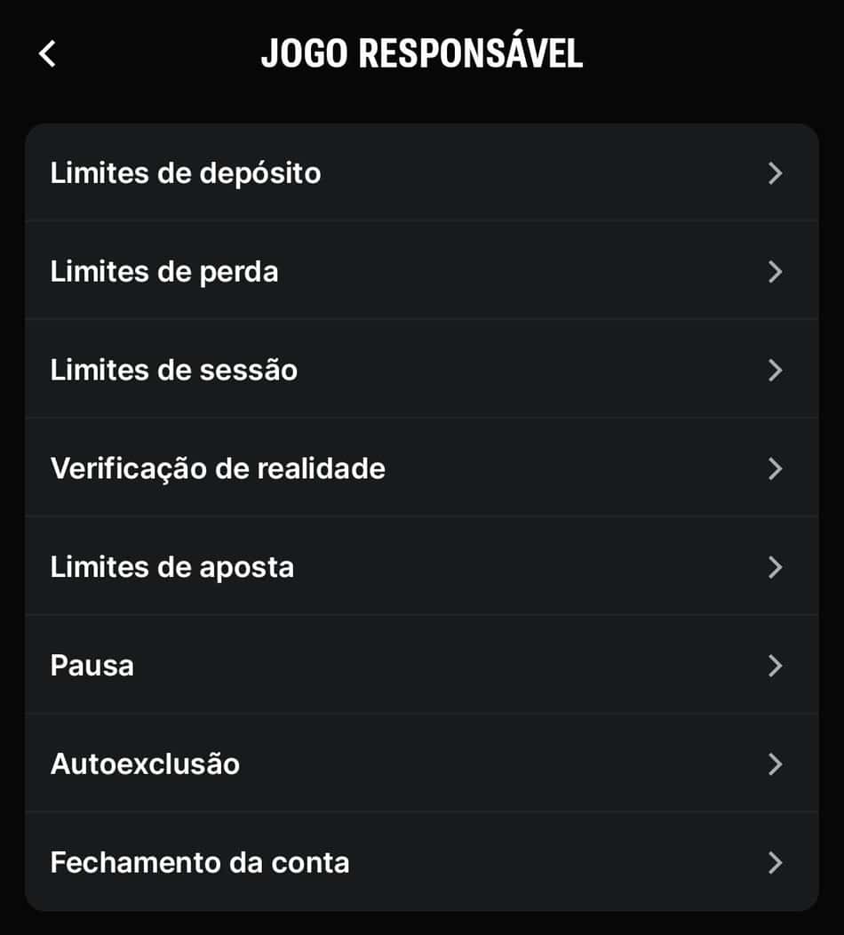 Captura de tela das ferramentas de jogo responsável que tornam a Superbet confiável.