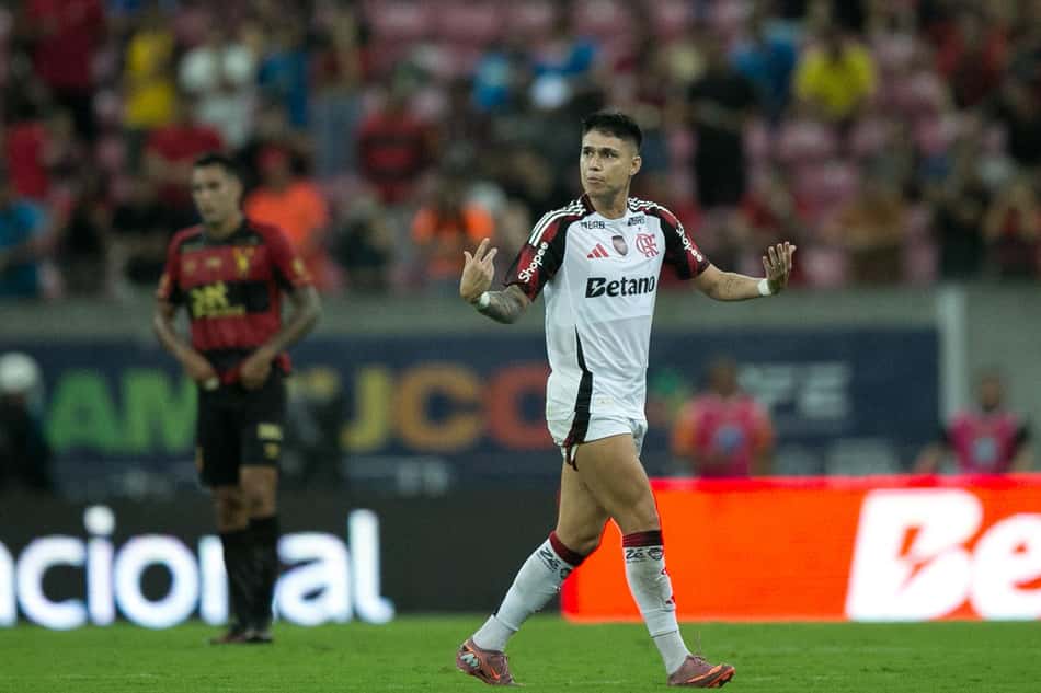 Luiz Araújo marcou o primeiro gol do Flamengo Foto: Marlon Costa/AGIF/GazetaPress)