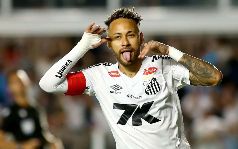 Neymar comemora oitavo gol com a camisa do Santos desde o retorno à Baixada Santista. (Foto: Mauricio de Souza/ Agif/Gazeta Press)