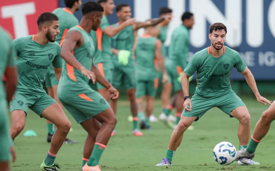 Jogadores do Fluminense em treino no CT Carlos Castillo (Foto: Marcelo Gonçalves/ Fluminense FC)