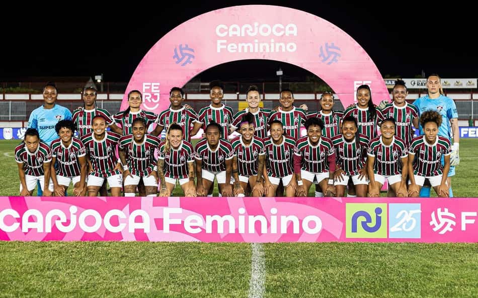 Time feminino do Fluminense no jogo de ida da final do Carioca. (Foto: MARINA GARCIA / FLUMINENSE F.C.)
