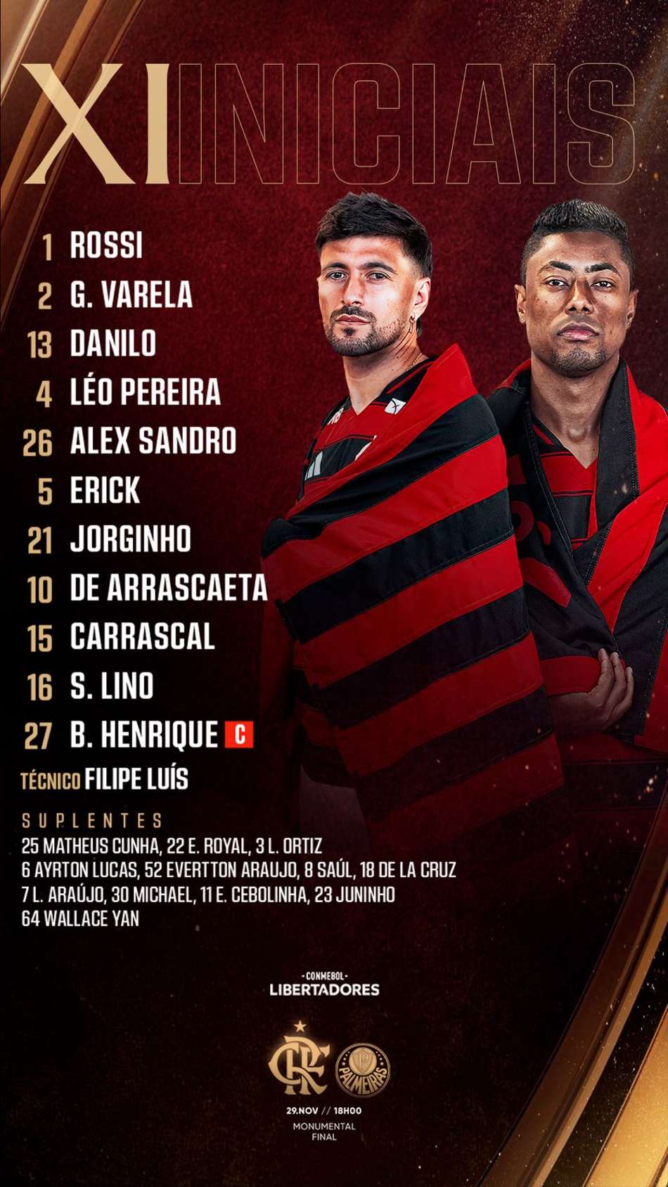 Escalação Flamengo Palmeiras