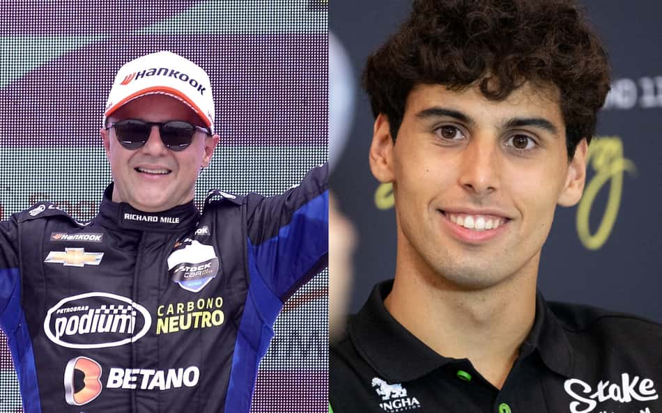 Felipe Massa e Gabriel Bortoleto (Fotos: Alan Morici / Agif / Gazeta Press e Joe Klamar / AFP