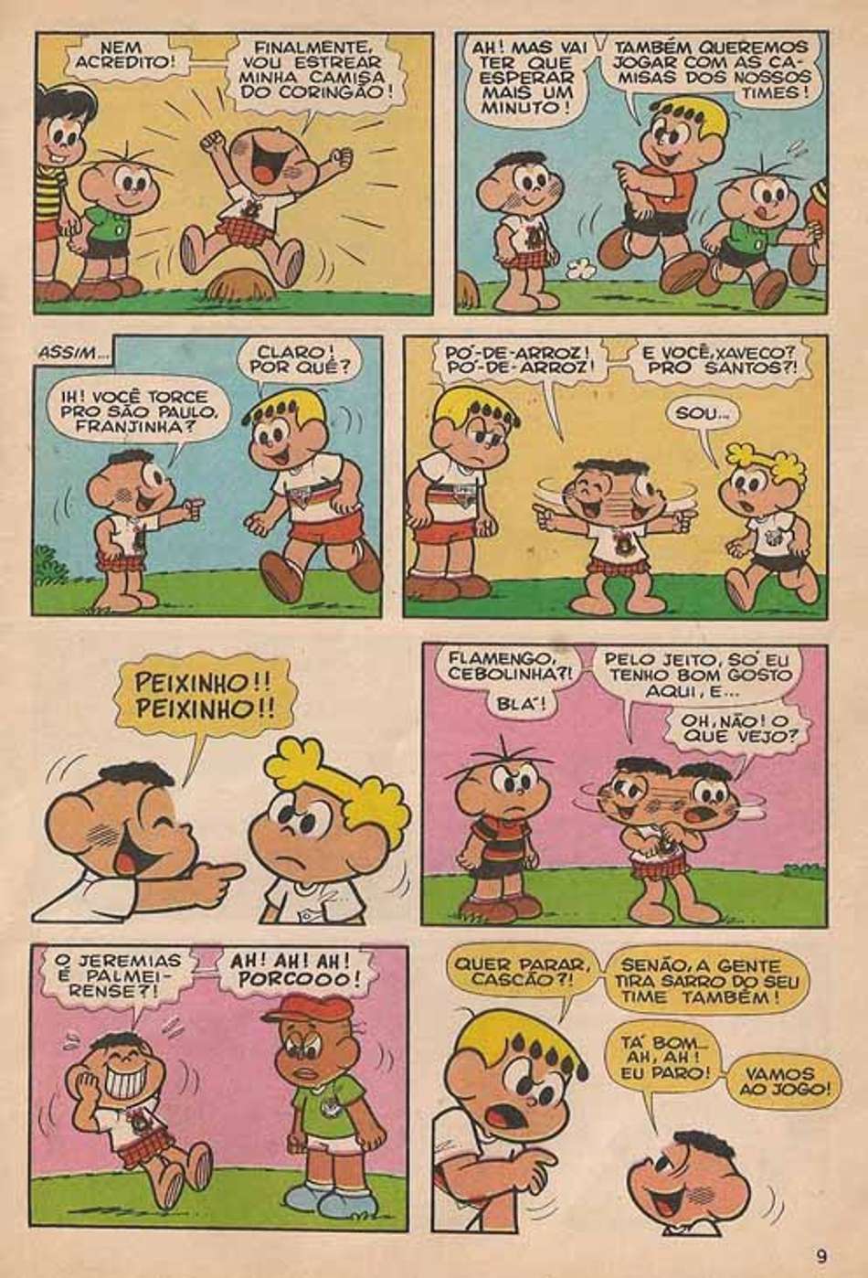 Quadrinho da Turma da Mônica de 1993 trazia Cebolinha do Flamengo e Jeremias do Palmeiras