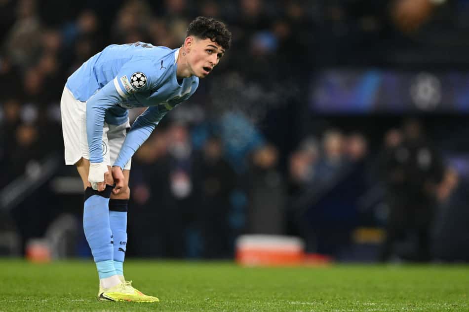 Phil Foden lamentando a derrota do Manchester City (Foto: Oli Scarff)