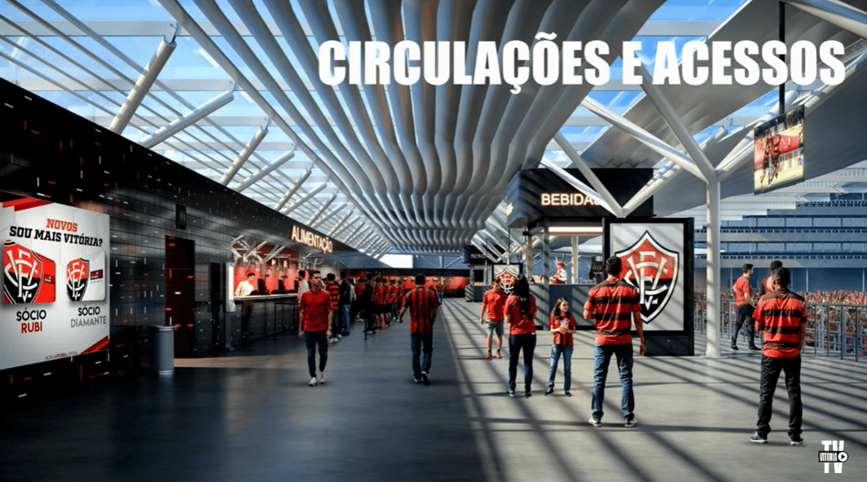 Área de de circulação da nova Arena Barradão (Foto: reprodução / TV Vitória)