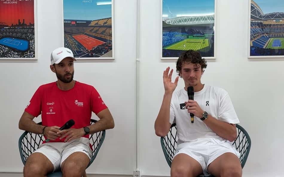 O técnico Guilherme Teixiera e João Fonseca (Foto: Gustavo Loio)