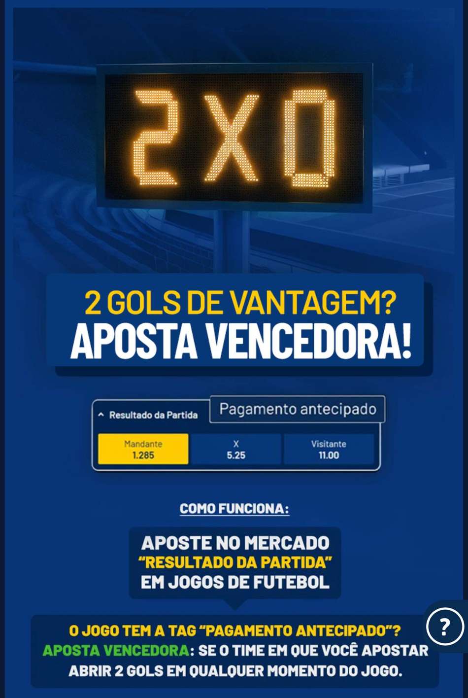 Captura de tela da promoção de Pagamento Antecipado na Galera Bet.