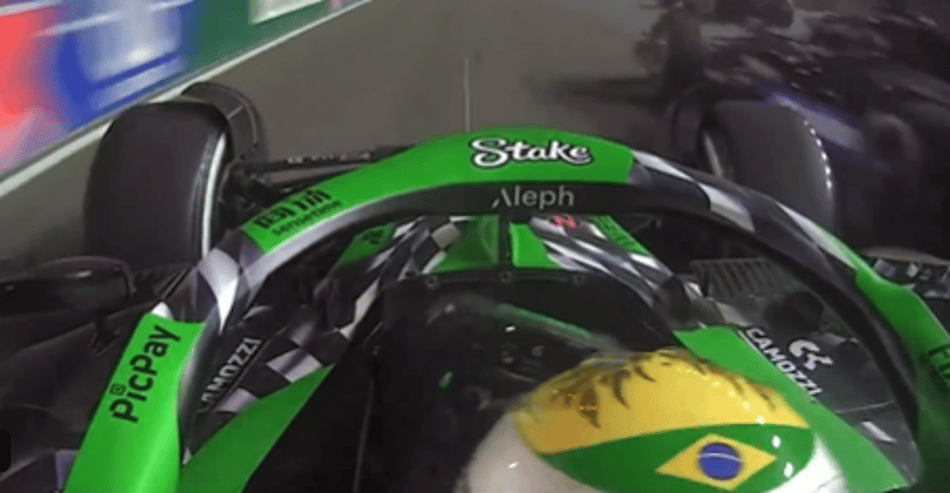 Gabriel Bortoleto bate no início do GP de Las Vegas (Reprodução)