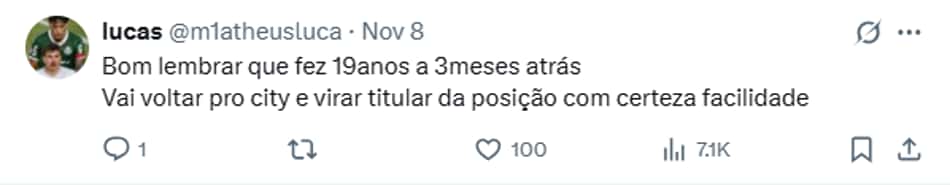 Reação a atuação de Vitor Reis
