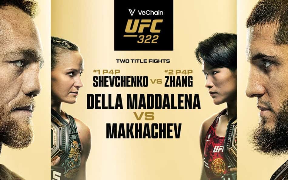 Card oficial do UFC 322 (Foto: Divulgação/UFC)