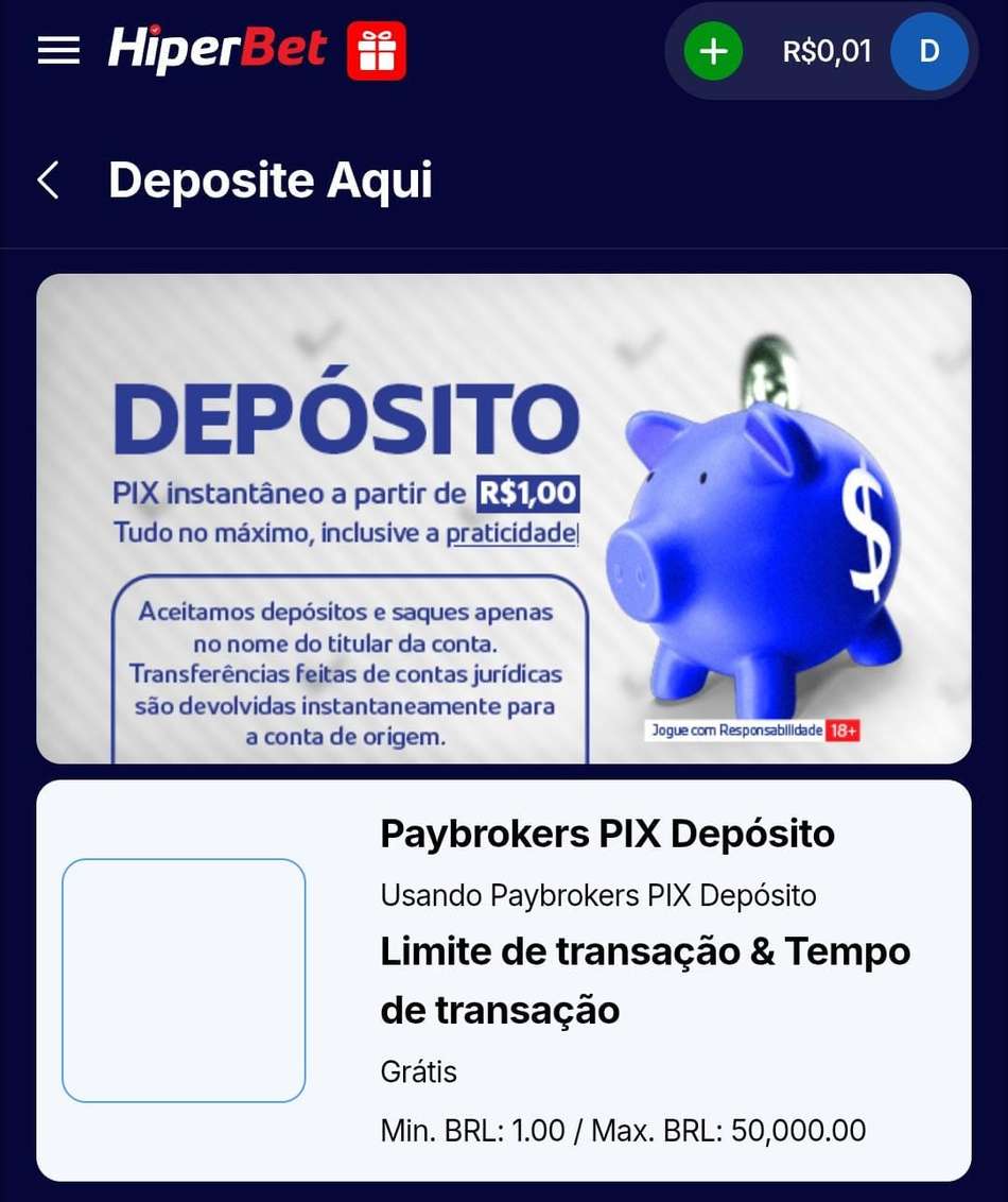Captura de tela da plataforma de 1 real Hiperbet.