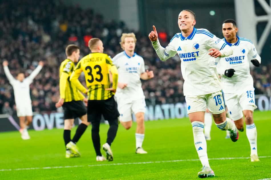 Champions: Robert, do Copenhague, comemora gol contra o Kairat Almaty (Foto: Ida Marie Odgaard/Ritzau Scanpix/AFP)