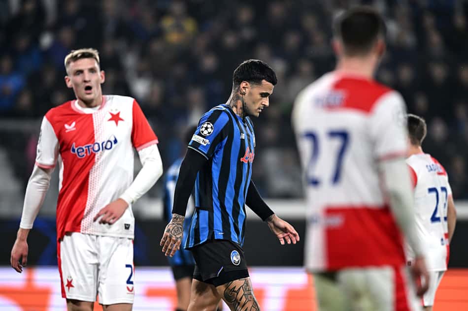Slavia Praga conquistou seu único ponto na Champions contra a Atalanta (Foto: Reprodução/UEFA)