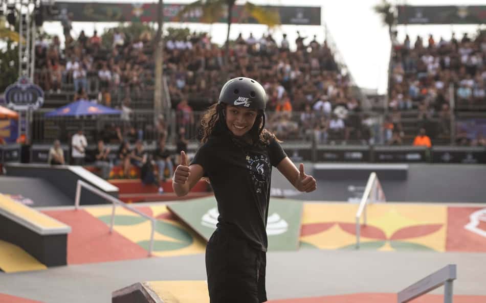 RIO DE JANEIRO (RJ), 14/11/2025 - SKATE / STU / PRO TOUR - PRO TOUR STU RIO, terceira etapa da temporada 2025. Evento realizado na Praca do O, na Barra da Tijuca, nesta sexta-feira (14). Atleta Rayssa Leal em atividade. (Foto: RENAN AREIAS/Agencia Enquadrar/Gazeta Press)