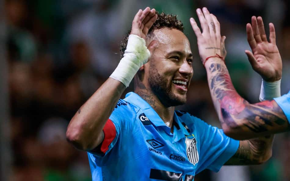 Neyamr comemora gol pelo Santos (Foto: Luiz Erbes/AGIF/Gazeta Press)