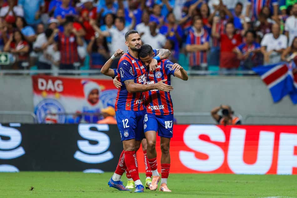 Willian José e Ademir comemoram gol do Bahia contra o Sport no Brasileirão (Foto: Rafael Rodrigues / EC Bahia)