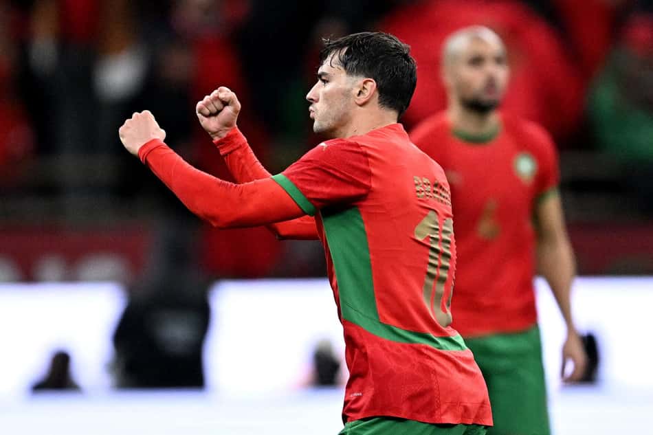 Brahim Díaz comemora gol marcado por Marrocos contra Mali, na Copa Africana de Nações