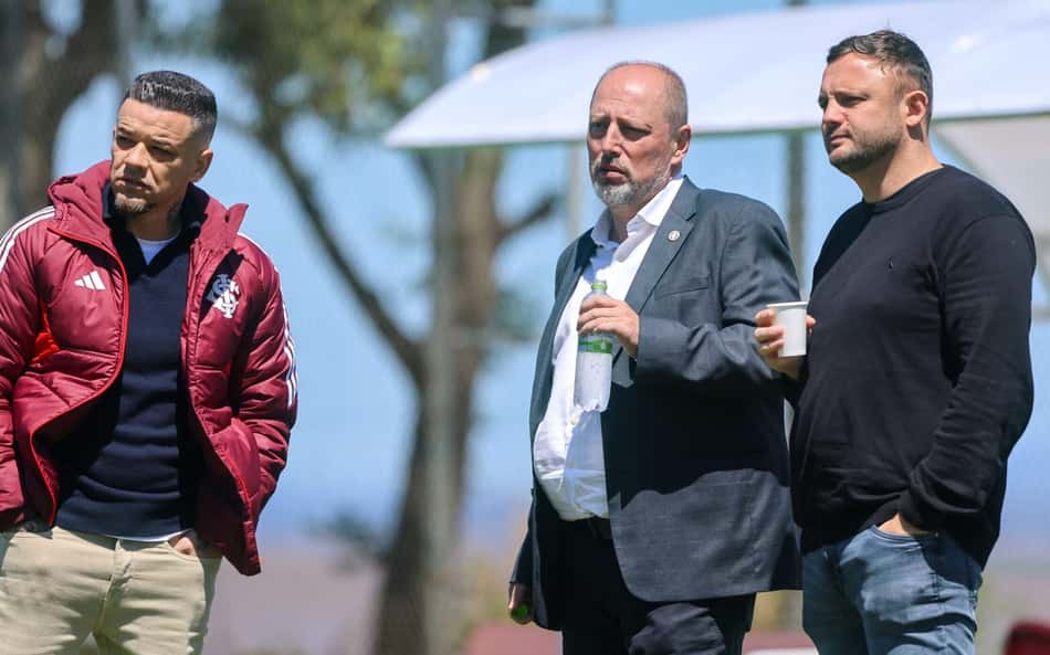 D'Alessandro, Alessandro Barcelos e André Mazzuco, dirigentes do Internacional