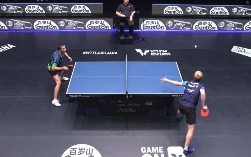 Hugo Calderano (BRA) x Felix Lebrun (FRA) (reprodução Cazé TV)