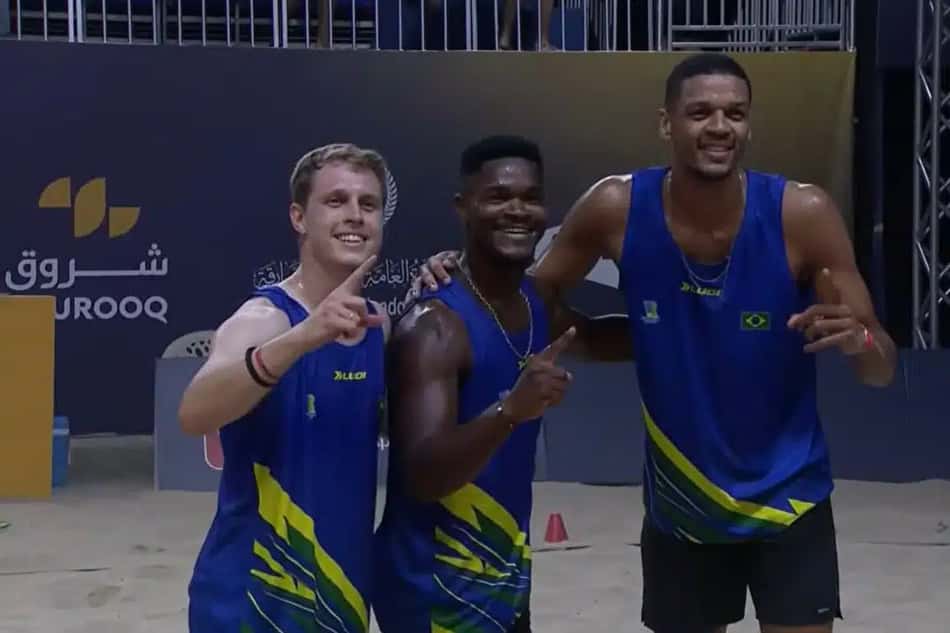 Trio brasileiro no Mundial de Airbadminton (Foto:  Foto: Instagram @cbbd_oficial)
