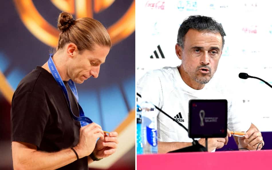 Filipe Luís e Luis Enrique se enfrentam na final do Mundial (Fotos: Adriano Fontes/Flamengo e ENIO BIANCHETTI/Photopress/Gazeta Press)