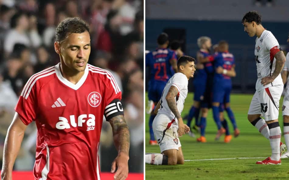 Alan Patrick, Halter e Camutanga lamentam resultados de Inter e Vitória (Fotos: Joisel Amaral/Agif/Gazeta Press e Jota Erre/Agif/Gazeta Press)