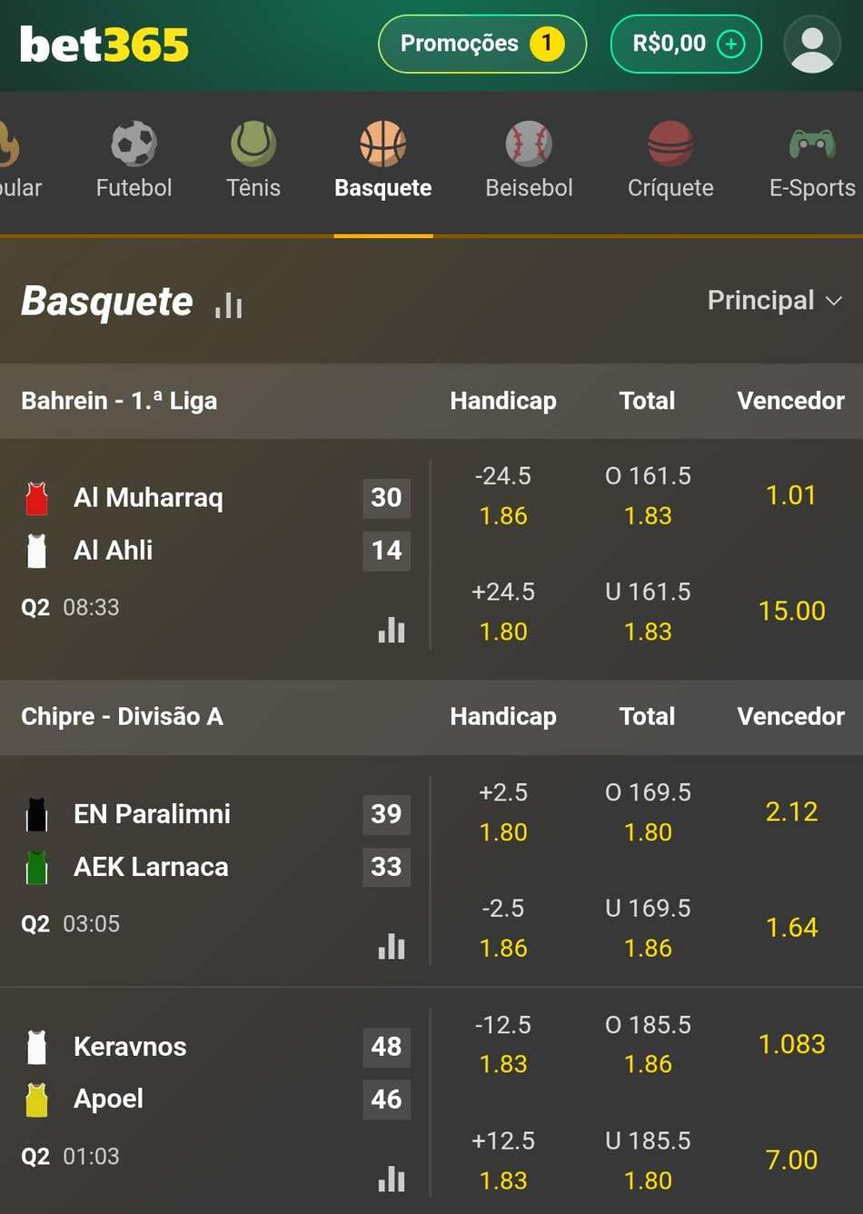Captura de tela mostra como fazer aposta ao vivo no basquete bet365.