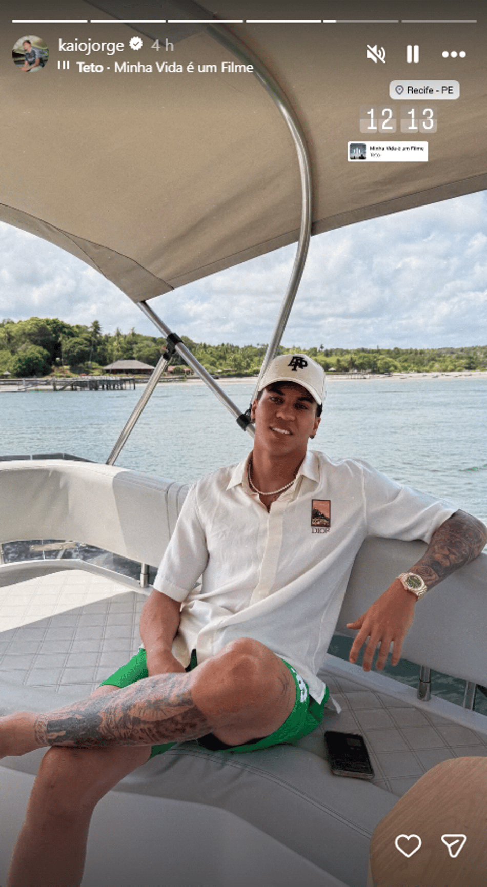 Kaio Jorge, jogador do Cruzeiro, curtindo as férias