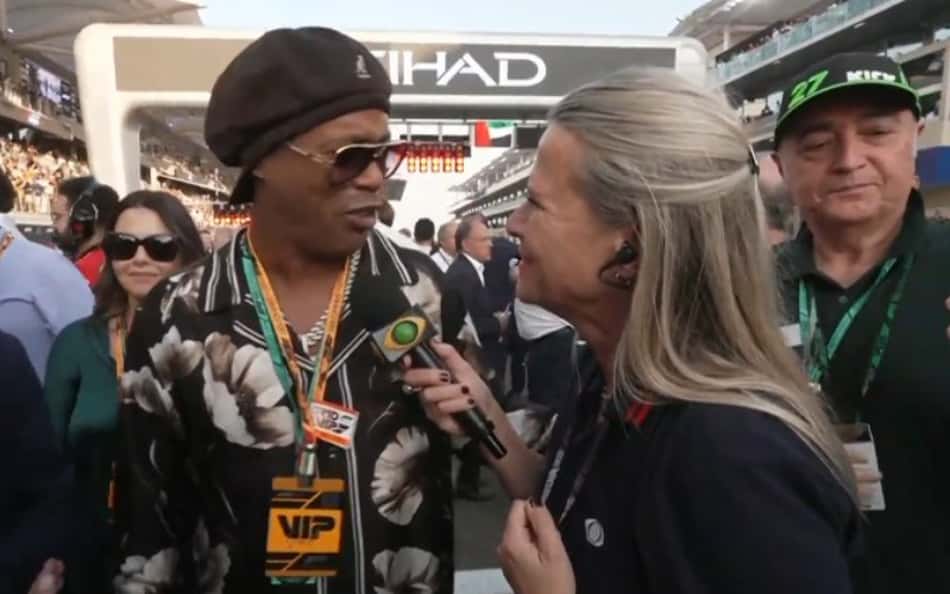 Ronaldinho Gaúcho em entrevist à BAND no GP de Abu Dhabi de Fórmula 1 (Reprodução)