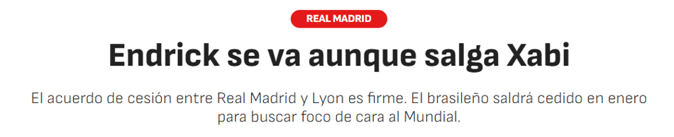 Jornal "As" sobre a situação de Endrick no Real Madrid (Foto: Reprodução/As)