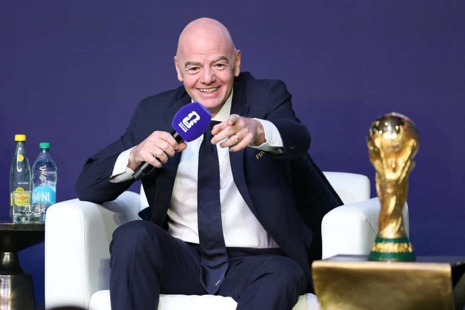 Gianni Infantino durante evento de divulgação da tabela da Copa do Mundo