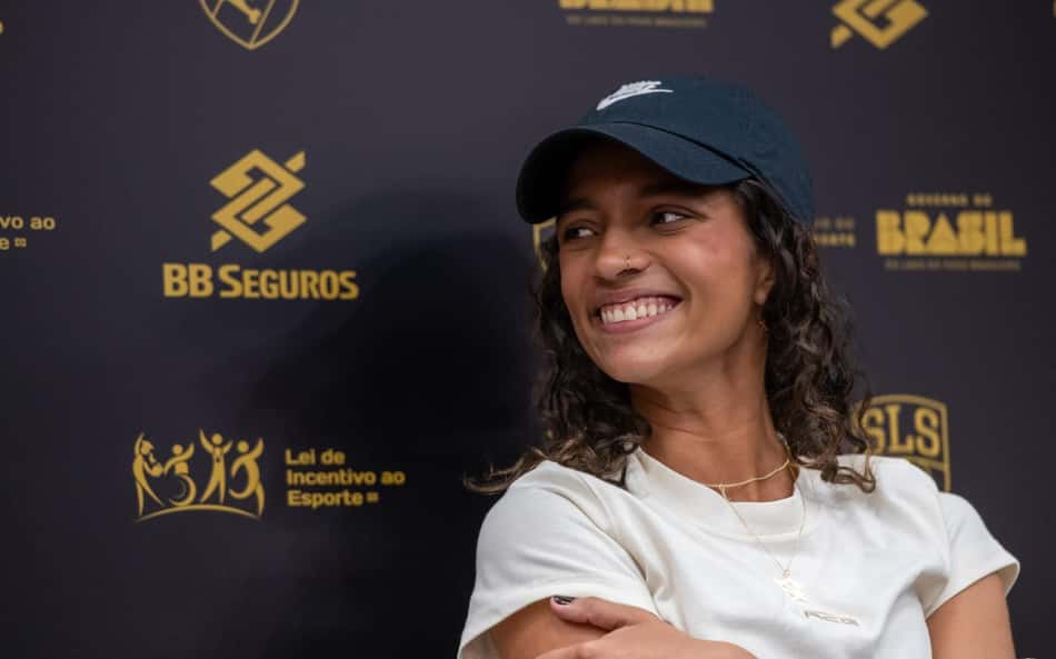 Rayssa Leal, durante entrevista coletiva antes do Super Crown